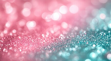 pastel bokeh background with glittery, sparkling, shiny pink and teal color