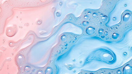 Blue Ripples and Transparent Water Surface with Splashes and Bubbles in Sunlight Reflection Perfect for Skincare and Cosmetic Backgrounds