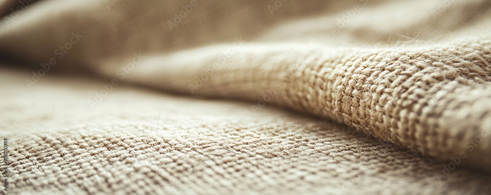 Poster beige woven fabric texture creating soft folds and gentle waves