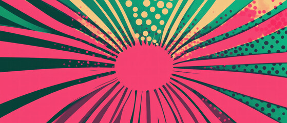 Vibrant vector pop art banner design featuring halftone effects and polka dots