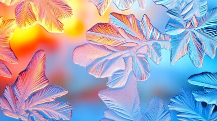 Naklejka premium Frosted Window Patterns with Glowing Winter Light