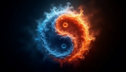 Fiery Yin Yang Symbol: A Visual Representation of Harmony and Balance in Opposites