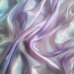Obraz premium A silky fabric texture in pastel shades of lavender and mint, soft diffused lighting creating gentle highlights and shadows on the folds, evoking a dreamy and serene mood. The texture feels light and 