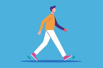 Fototapeta premium Cool young modern guy dude going through life on blue