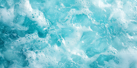 Obraz premium Blue Ripples and Transparent Water Surface with Splashes and Bubbles in Sunlight Reflection Perfect for Skincare and Cosmetic Backgrounds
