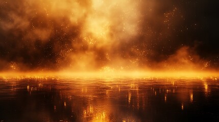 Obraz premium Dramatic sunset reflection ocean surface digital art tranquil scene