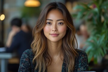 Obraz premium A woman with long brown hair. Generative AI