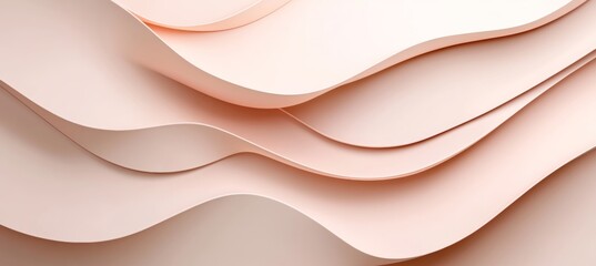 Abstract Minimalist Design With Gentle Beige Waves Flowing And Interlacing In A Rhythmic Formation