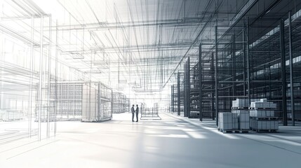 Engineers designing customized racking solutions for a warehouse to maximize storage capacity