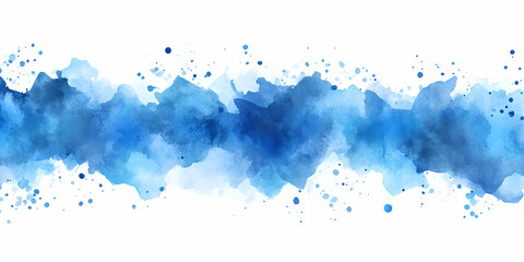 Abstract Blue Watercolor Wash Background, Splashes and Shades Create a Serene, Tranquil Atmosphere.