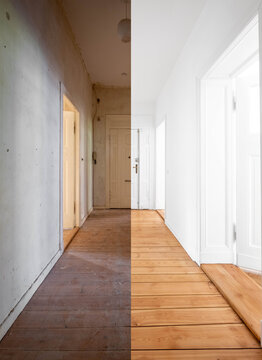 Home Renovation, Corridor before and after renovation - Apartment refurbishment
