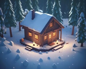 christmas house in the snow