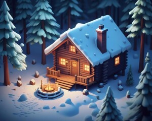 christmas house in snow