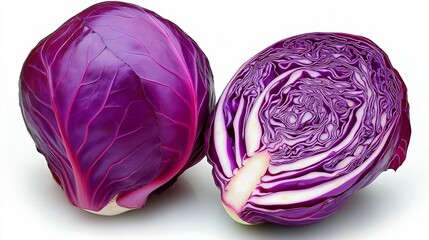 Fototapeta premium Fresh purple cabbage shredded for coleslaw, vibrant and nutrient-rich, perfect for healthy salads or side dishes, showcasing the beauty of organic produce and plant-based cooking.