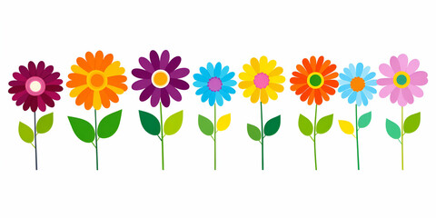 Vibrant Rainbow Flowers Bloom Joyfully Outdoors:  Nature's colorful blossoms brighten the garden cheerfully.