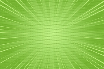 Green comic background. Vintage retro sunburst wallpaper
