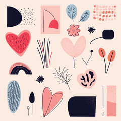 Collection of abstract elements for Valentines Day vector illustration