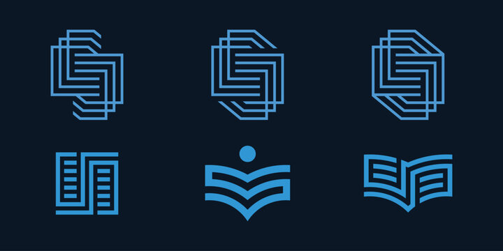 collection of letter S book document logo design, set bundle graphic icon
