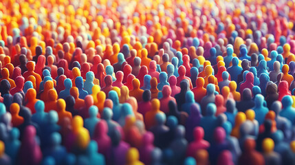 Obraz premium A Diverse Crowd Gathers, United in Colorful Unity. People Assemble, Forming a Vibrant Collective, Harmoniously.