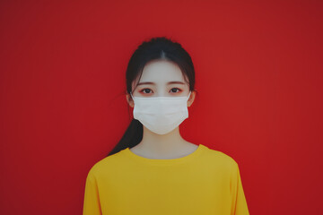 A Chinese woman wearing a mask.
