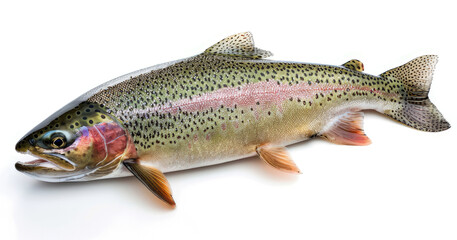 Obraz premium A fresh rainbow trout displayed on a white background.
