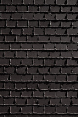 The photo shows a close-up of a dark gray brick wall.