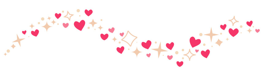 Magical heart wave, elements with stars, vector banner for valentine day celebration. Vector illustration.