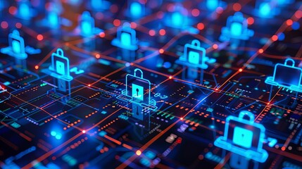 Obraz premium Cyber Security Network: Data Encryption and Protection