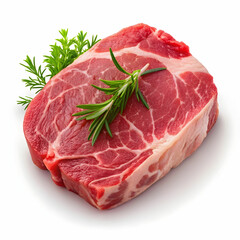 Fresh raw meat with rich marbling and natural texture, isolated on a transparent background,