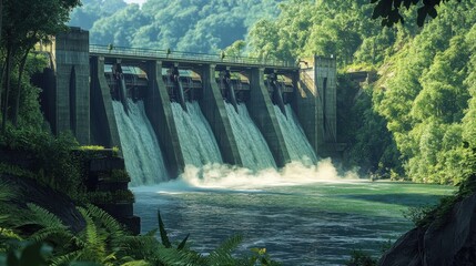 A hydroelectric dam generating 500 kilowatts of electricity