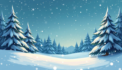 Obraz premium Winter Forest Landscape with Snow
