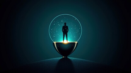 Glowing Trophy of Triumph in Minimal Design