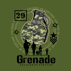 Red beret special forces with grenade, Vector illustration, vector illustration