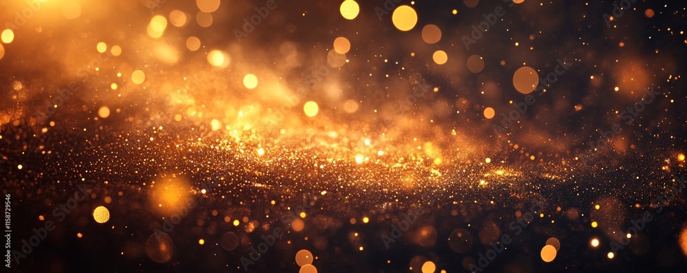 Aufkleber Golden glitter dust and light bokeh sparkling background