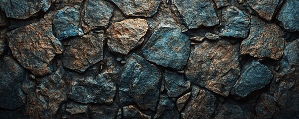 Fototapeta premium Dark stone wall texture creating dramatic background