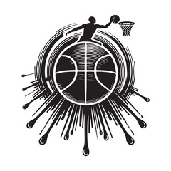 basketball Silhouette Vector Illustration, Solid White Background. © Faysal