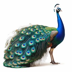 Obraz premium Majestic Peacock Beauty on White Background