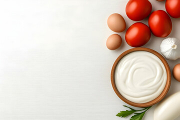 Creamy Yogurt Bowl with Tomatoes and Eggs