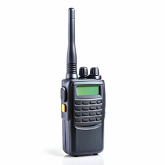 A modern, professional walkie-talkie with a sleek design, isolated on a white background,