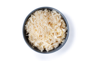 Sauerkraut in a bowl isolated on white background