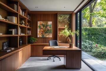 Elegant Study Room with Custom Built Shelving