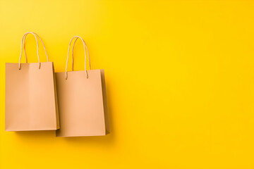 Yellow Background with Paper Bags
