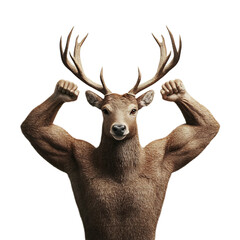 Fototapeta premium Powerful Deer with Muscular Arms Symbolizing Strength and Resilience