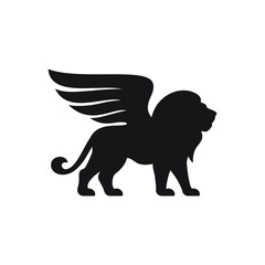 Obraz premium winged lion silhouette icon vector
