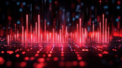 Red digital data graph visualization.