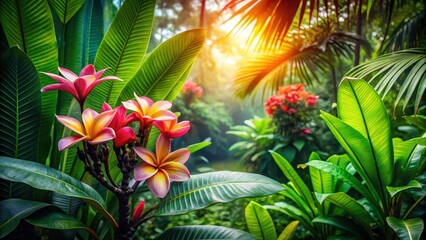 Exotic tropical flowers blooming in the jungle, exotic, nature