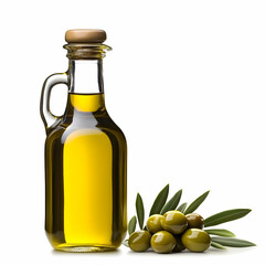 Olive Oil in Glass Bottle Realistic Image