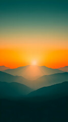 Sunrise Mountain Landscape Illustration