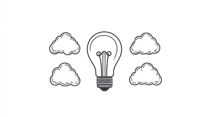 Lightbulb idea concept with clouds.