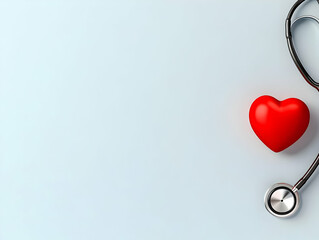 3D Red Heart Stethoscope Illustration